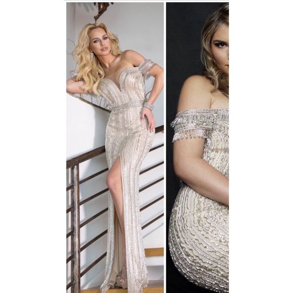 Silver Vienna Size 4 Side slit dress - Picture 1 of 2